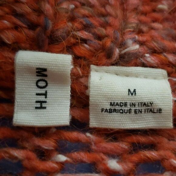 Anthropologie MOTH Sweater Womens M Orange Marbled Mock Neck Wool Alpaca Silk - Picture 7 of 9